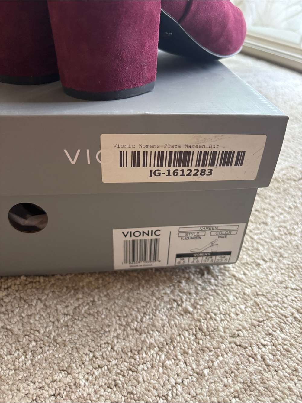 Vionic Burgundy Suede Slingback Mules - Picture 4 of 8